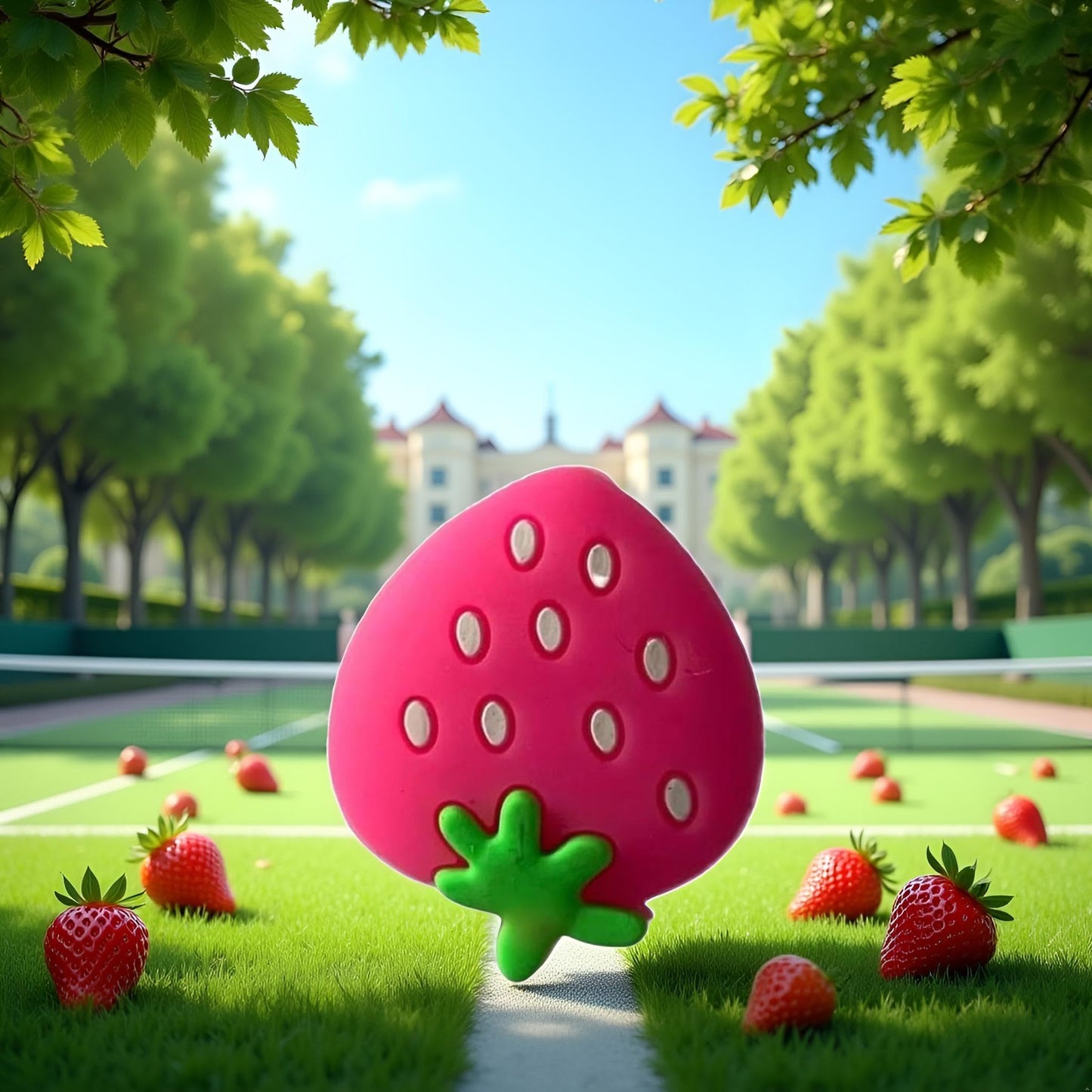 YuanHolumid Pink Strawberry Tennis Racket Vibration Dampener Soft Silicon Racket Dampener Cartoon Shape Tennis Racquet Shock Absorbers Tennis Racket for Racquetball, Tennis Vibration Dampeners