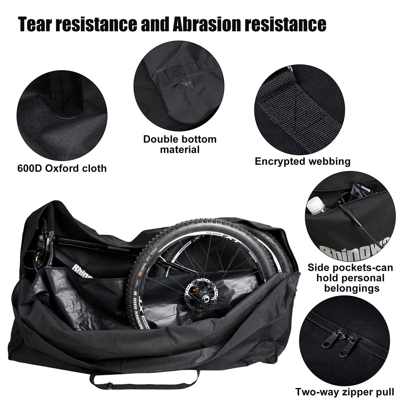 LIDARPHE Bike Travel Bag 26 to 29 inch Bicycle Storage Carry Case, Portable Folding Cycling Thick Mountain Bike Transport Case for Airplane Shipping, Professional Cycling Cover Accessories