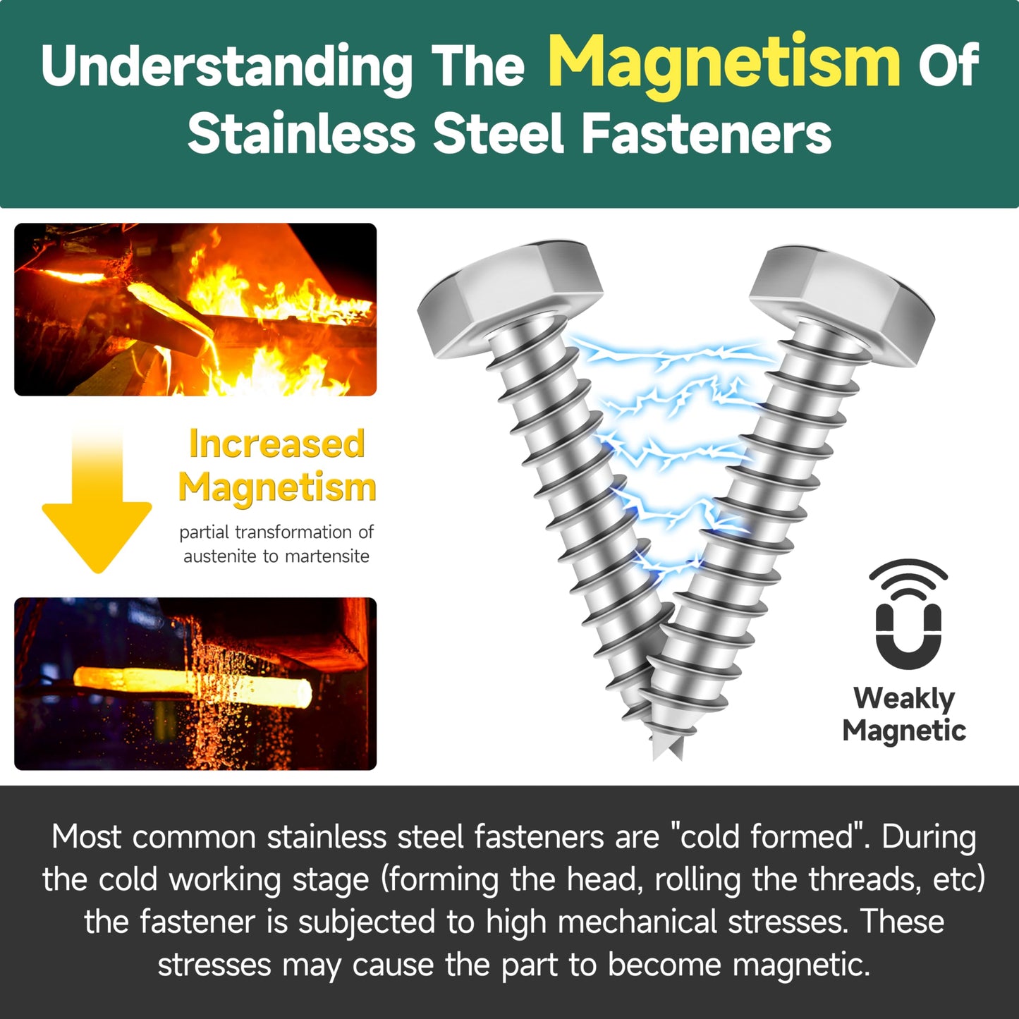 EASTPUK (12Sets) 5/16" x 2-1/2" Hex Head Lag Bolts, Heavy Duty Lag Screws with Washers, 304 Stainless Steel, 5/16 Bolt for Wood, Partial Thread, Black Oxide