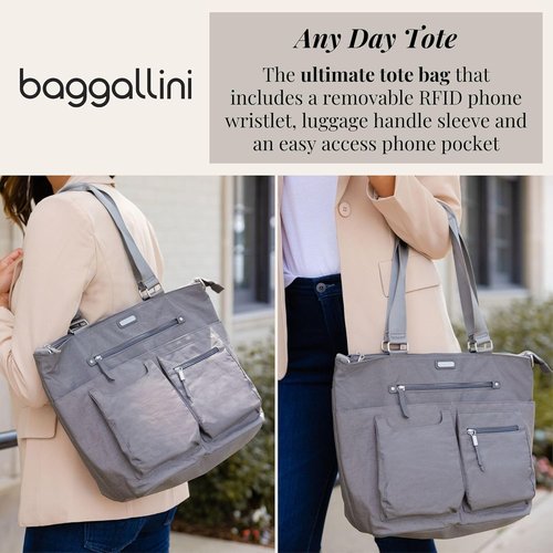 Baggallini Any Day Tote - Stylish Tote Bag with RFID Phone Wristlet | Versatile and Functional