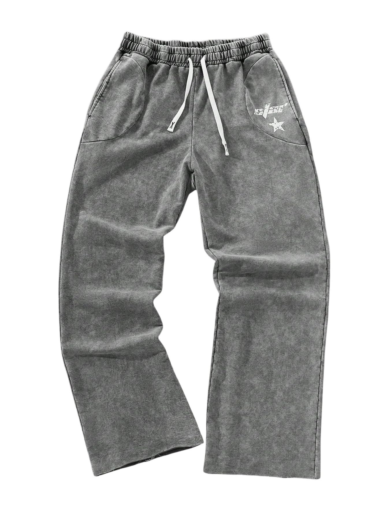 SOLY HUX Men's Y2k Baggy Sweatpants Straight Leg Drawstring Elastic Waist Hip Hop Casual Pants Streetwear Dark Grey Medium