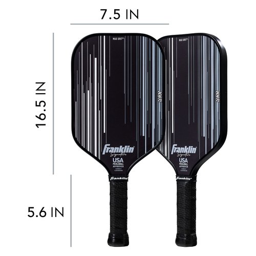 Franklin Sports Pro Pickleball Paddles - Signature Series Pro Paddle with MaxGrit Surface - USA Pickleball (USAPA) Tournament Approved - 16mm Polypropylene Core - Black