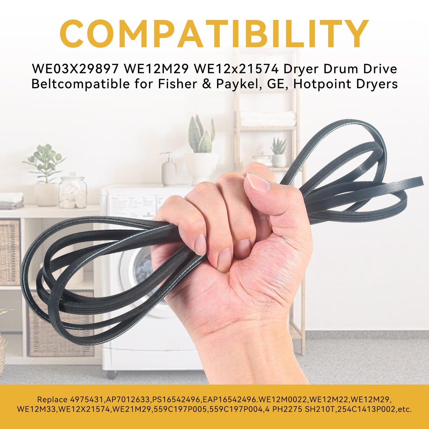 4400EL2001F Dryer Drum Belt Replacement for LG GE Kenmore Dryer Compatible with 4400EL2001A, OEM17745418, AP4436354, 1266808, 4400EL2001C, 4400EL2001E, AH3522928, EA3522928, PS3522928