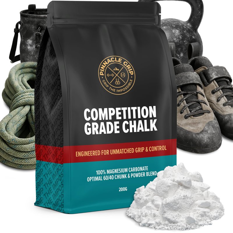 Pinnacle Grip Climbing Chalk - Competition-Grade Gym Chalk for Rock Climbing, Bouldering, Gymnastics, Weightlifting - Magnesium Carbonate Lifting Chalk, 60/40 Chunk & Powder Blend, No Additives - 200g