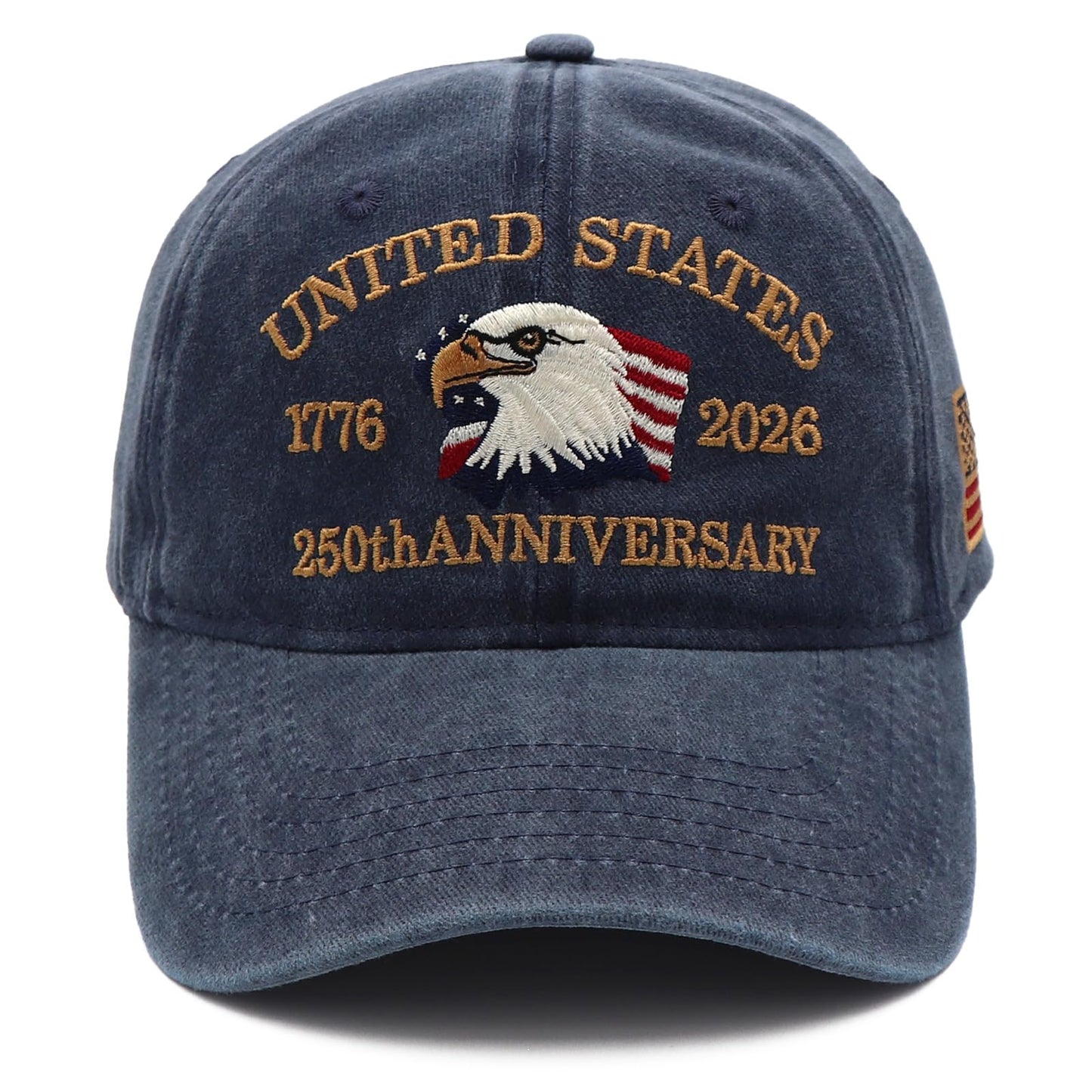 250th Anniversary USA Hat United States 250 Year American Anniversary Hat Patriotic Eagle Embroidery Adjustable Baseball Cap Navy Blue