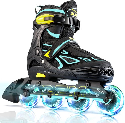 2PM SPORTS Adjustable Flashing Inline Skates - Light-Up Wheels for Kids & Adults | Fun & Colorful Design