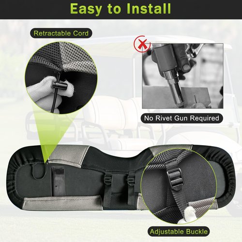 WEIMELL Golf Cart Seat Covers Front and Rear Set for EZGO TXT EZGO RXV Club Car DS After 2000 Front Seat Cover & Aftermarket Regular Back Seat Cushion Covers Black&Gray
