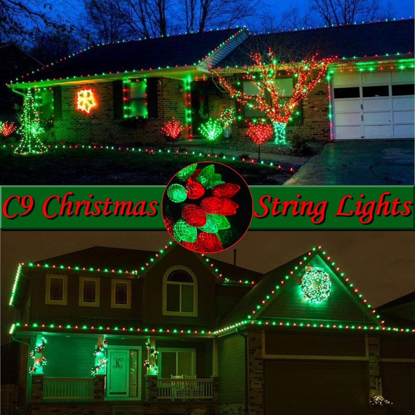 100 LED Orange & Purple C9 Halloween String Lights - Waterproof, 98FT, 13 Modes for Indoor/Outdoor Party Decor
