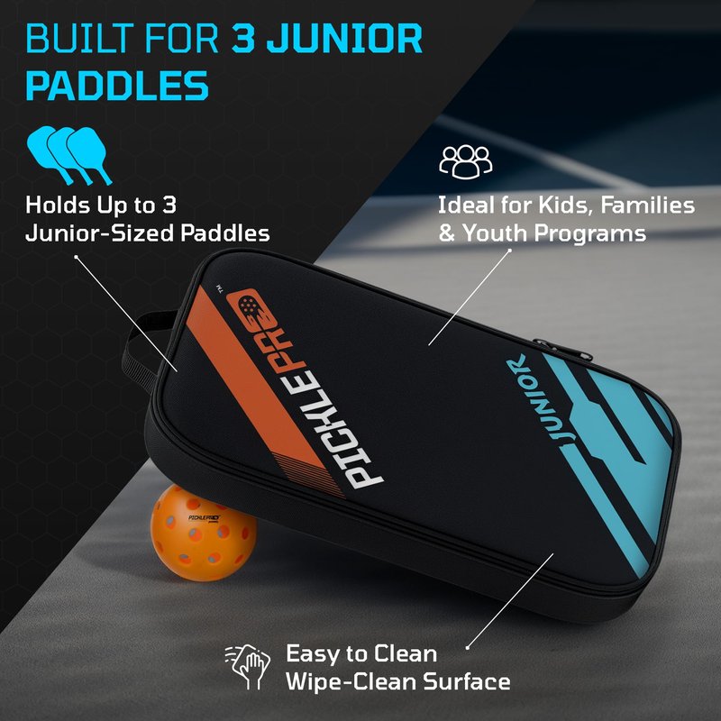 PicklePro Junior Pickleball Bag – Lightweight Pickleball Paddle Bag for Kids & Youth, Durable Oxford Cloth Paddle Case, Compact - Holds Up to 3 Paddles