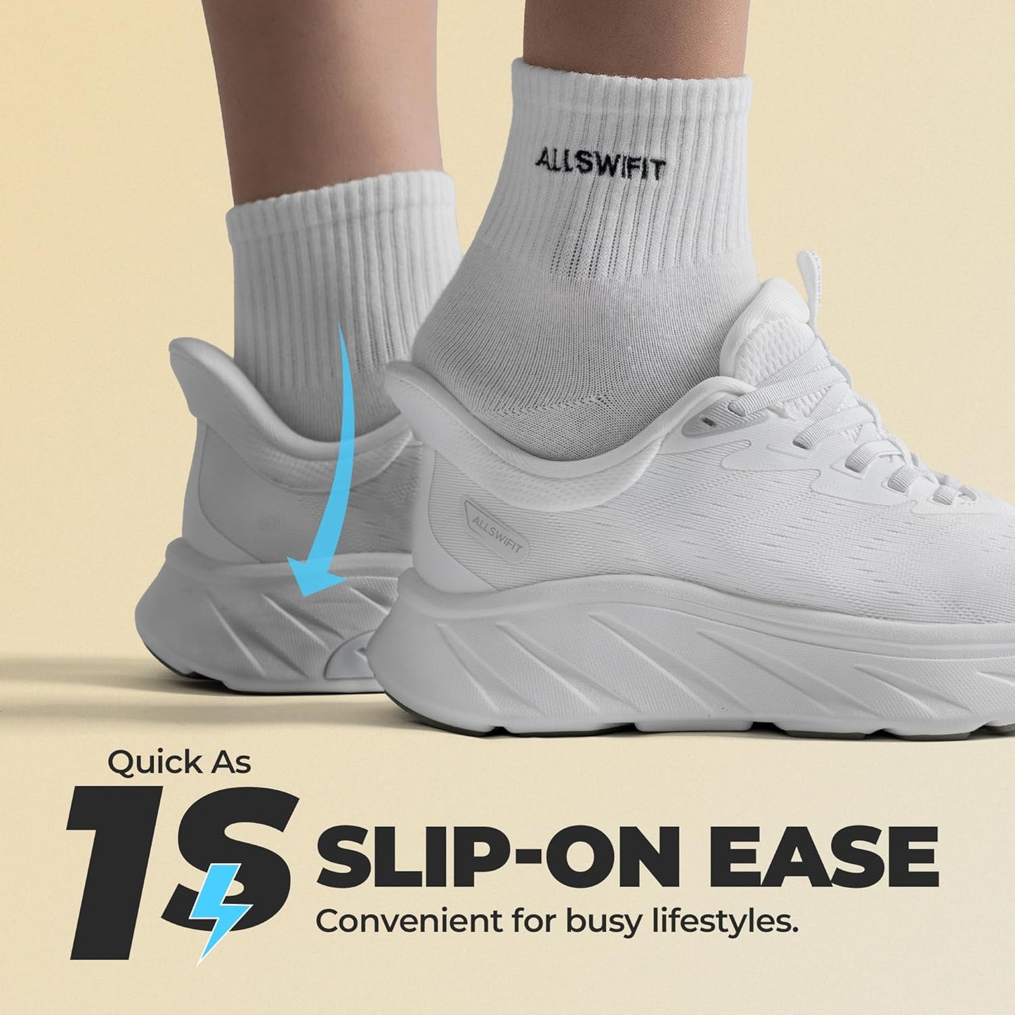 ALLSWIFIT Women's Slip-On Walking Shoes - Cushioned, Breathable & Non-Slip | Comfortable Gym Sneakers
