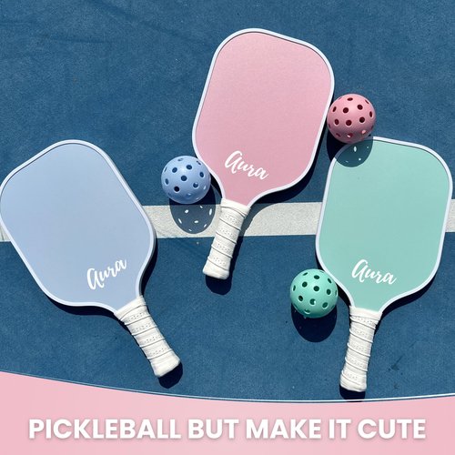 Cute Pink Pickleball Paddle | Fiberglass Surface Pickleball Racket with Comfort Cushion Grip | Lightweight Ideal for Beginners | Pickleball Gifts for Women