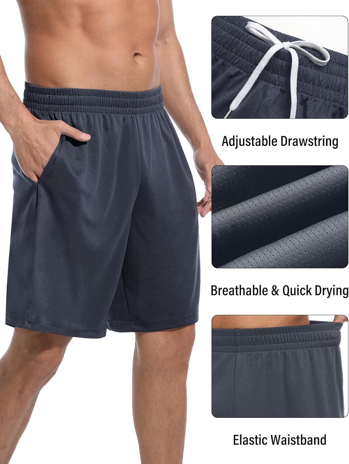 OYGSieg Men's Athletic Basketball Shorts - Quick Dry Mesh Gym Shorts with Pockets | 6 Pack