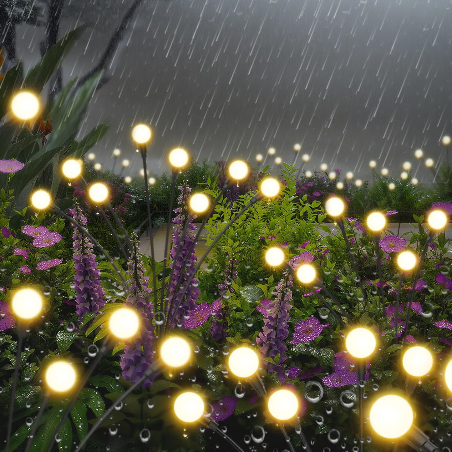 Solar Firefly Lights Outdoor,4Packs 32LEDs,Firefly Lights Outside for Garden Yard Patio Decor,Solar Outdoor Fairy Garden Light,Gardening Landscape Decor