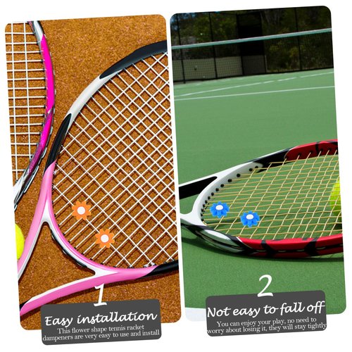 Gogogmee Flower Shape Tennis Racket Vibration Dampener Silicone Shock Absorber 6 Pieces Compact 0.98 Inch Tennis Accessory for Reduced String Shock
