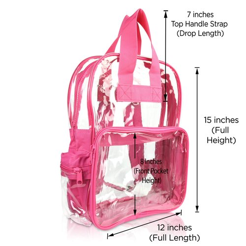 DALIX Clear Backpack Bags Smooth Plastic (Hot Pink)