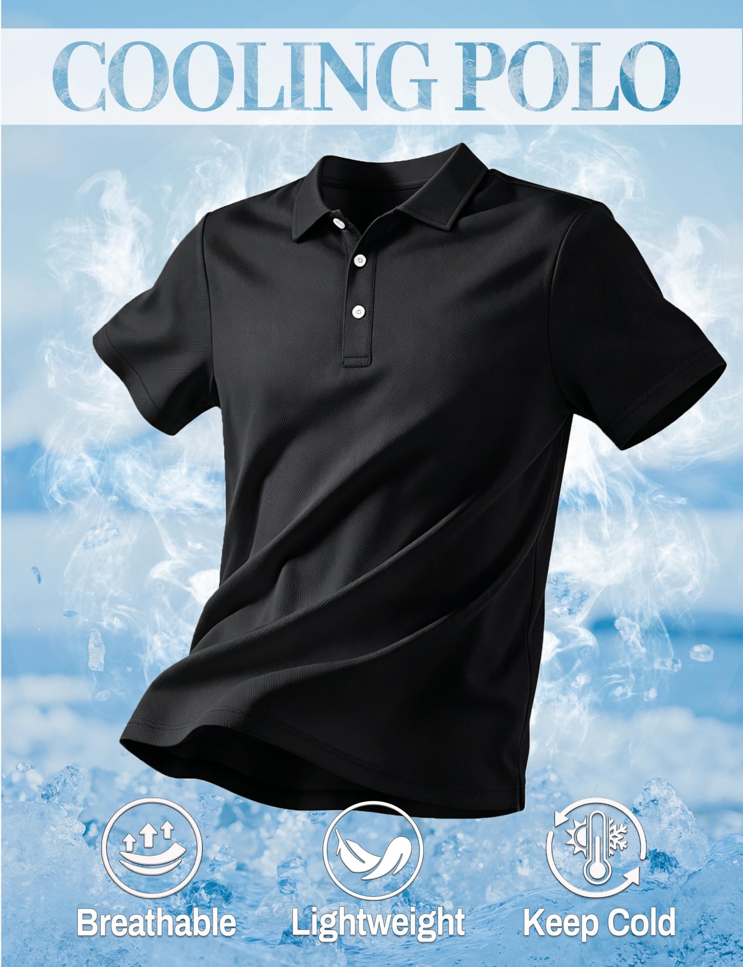 TACVASEN Mens Golf Shirt Dry Fit Mens Polo Shirts Short Sleeve Performance Golf Polos for Men with Collar Work Shirts Black, XL