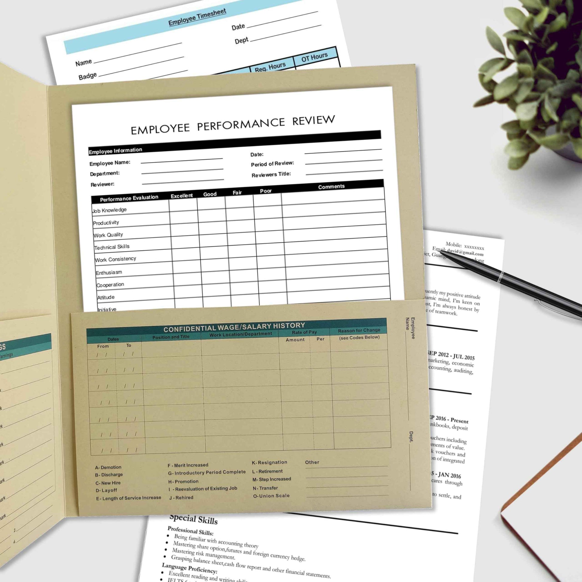 YvnShine Confidential Employee Folders with Internal Pocket, High Capacity HR Folders for Personnel Records, Durable HR Filing System for Office Organization, 25-Pack (Manila)