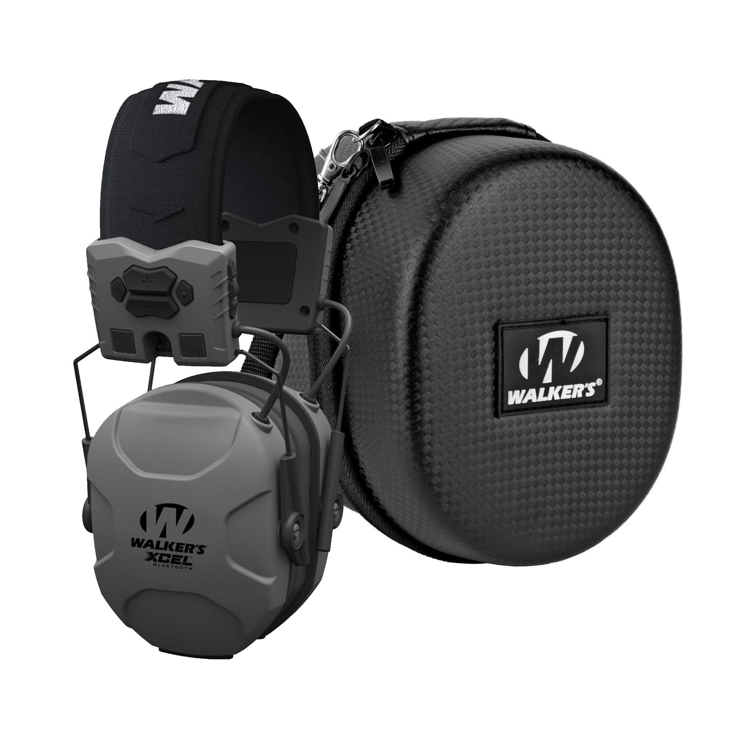 Walker's XCEL 500BT Digital Electronic Muff with Voice Clarity and Bluetooth with Shooting Hearing Protection Case Bundle (2 Items)