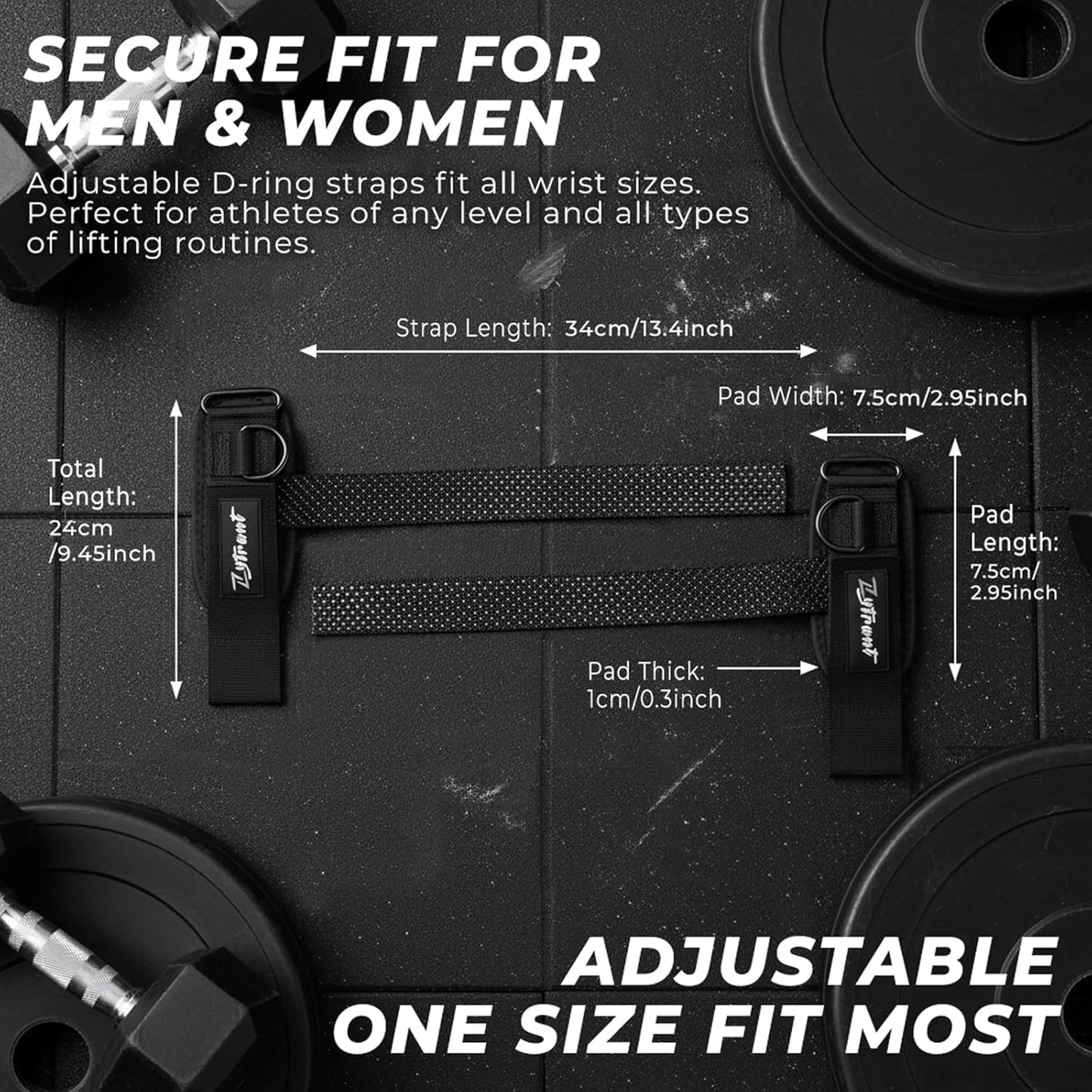 Skiennix Weight Lifting Straps - Heavy Duty Cuffed D Ring for Enhanced Grip & Comfort | Secure Fit for Gym Training