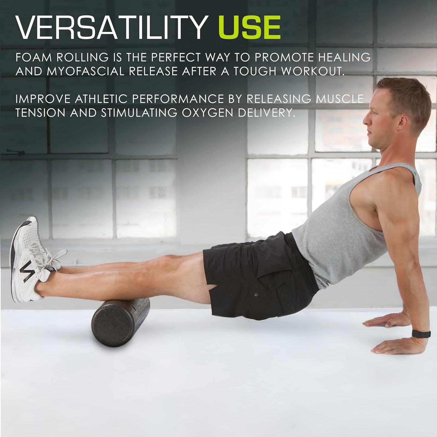ProsourceFit High Density Foam Roller - 18 Inches Long | Firm Massage Tool for Yoga & Post Workout Recovery - Black