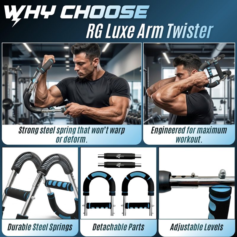 Ultimate Twister Arm Trainer for Men & Women, 5-Level Portable Chest and arm Trainer (40–130 lbs), 27° Ergonomic Arm Workout Equipment, Adjustable Chest Machine Home Gym & Travel Fitness Tool