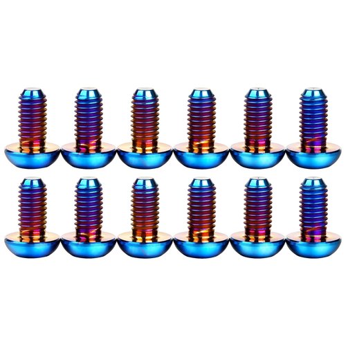 Wanyifa 12Pcs Ti Titanium Bolts Torx M5x10 Bicycle Bike Disc Brake Cycle Rotor Screws Gr5 (Burnt Blue)