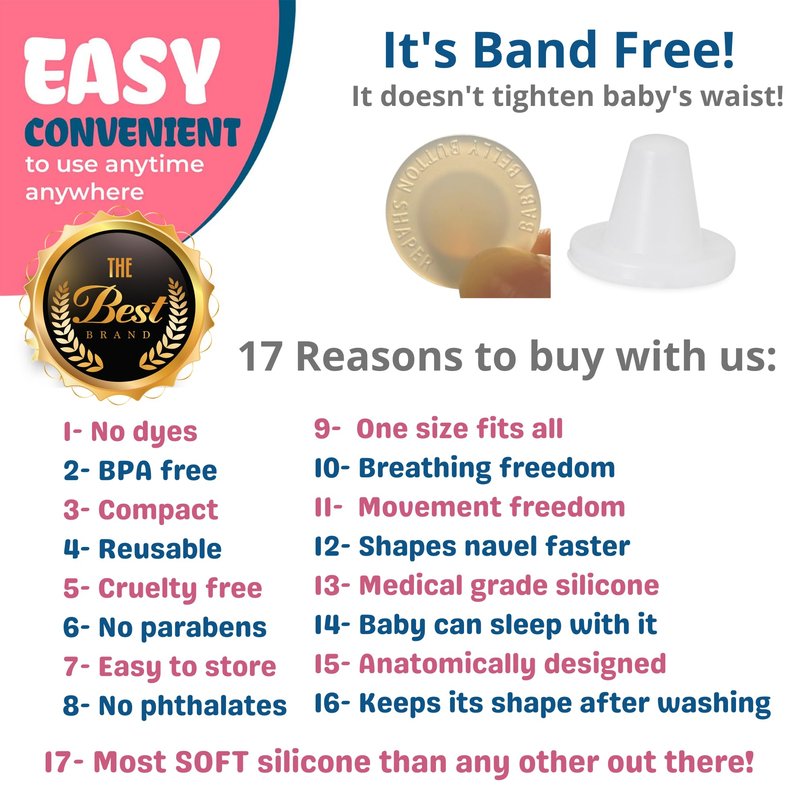 Premium Patented Baby Belly Button Plug | Ultra-Soft Silicone Belly Button Shaper Plug | Reusable and Perfect Size for All Newborns | No Patches | Freedom to Move, Breathe and Sleep | Baby Essentials