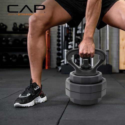 CAP Barbell 66 lb Multi-Use Adjustable Weight Set - Versatile Dumbbell, Barbell & Kettlebell for Full-Body Workouts | Gray
