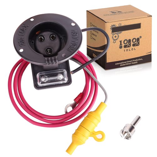 48 Volt Charger Receptacle and Fuse Assembly for Club Car DS 2000-up Electric Golf Cart, OEM# 1018021-01 1018468-01