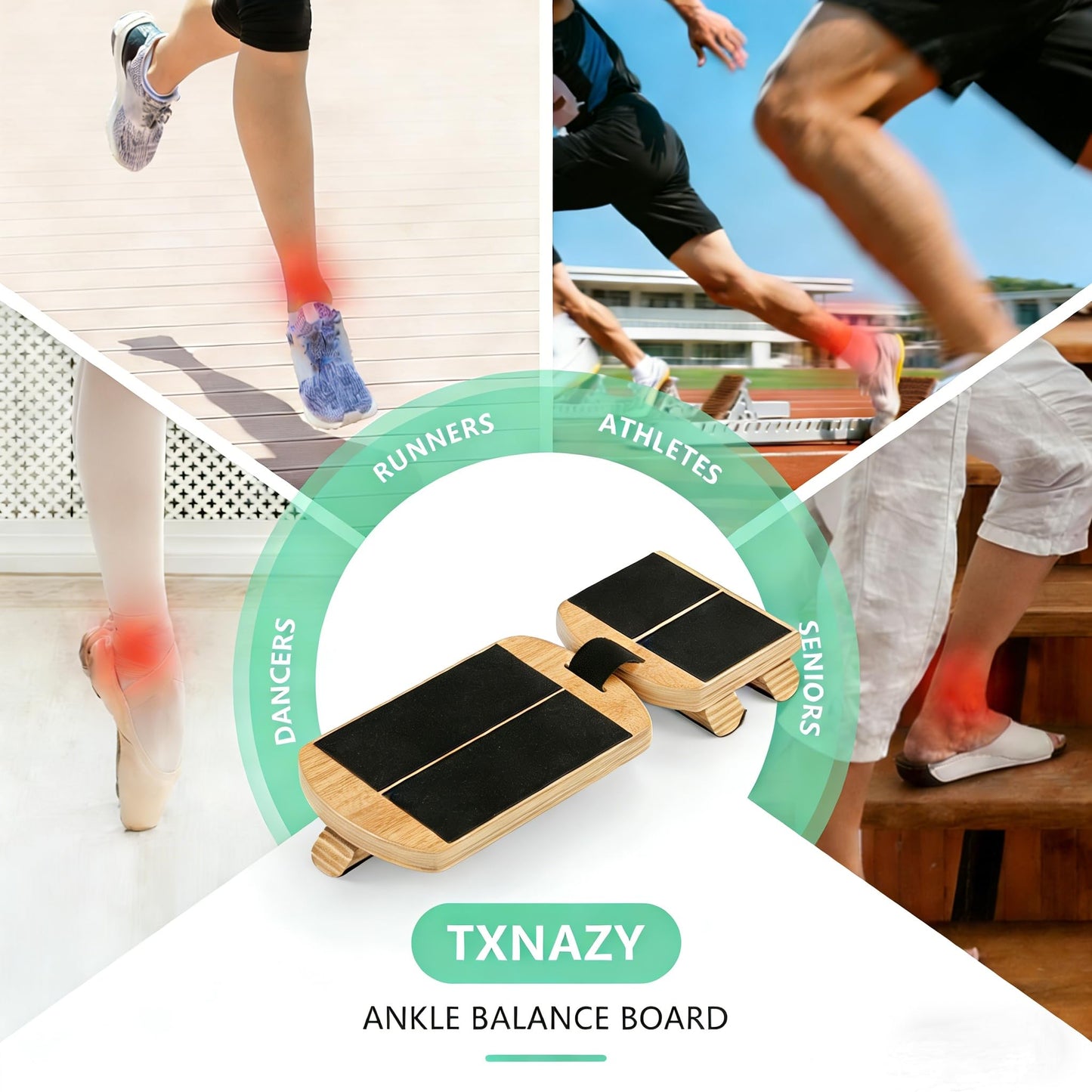 Ankle Balance Board Foot Strengthener with Adjustable Shape Balance Rods for Enhancing Ankle Strength, Posture Correction, and Stability Training (light brown)