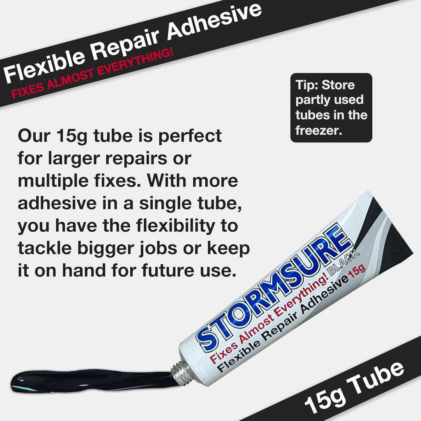Stormsure Flexible Repair Adhesive - Strong Bonding Solution | 15g Black Size