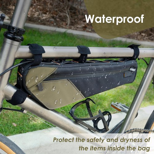 IFOKAMOG Bike Frame Bag, Large Capacity Bike Frame Bags Waterproof, Bicycle Triangle Pouch, Antislip Bikes Front Tube Bag with Side Zipper pocket and Sticky Strap for Commuter Road Bicycle