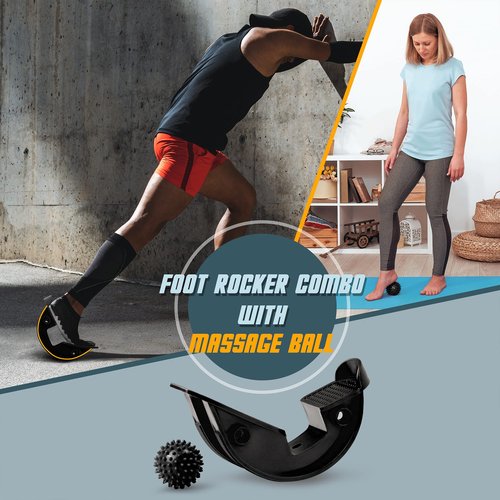 INFIDEZ Foot Rocker with Spiky Ball, Calf Stretcher for Plantar Fasciitis Relief, Achilles Tendonitis Relief, Shin Splint Relief, Ankle Stretcher, Achilles Stretcher Improving Flexibility - Black