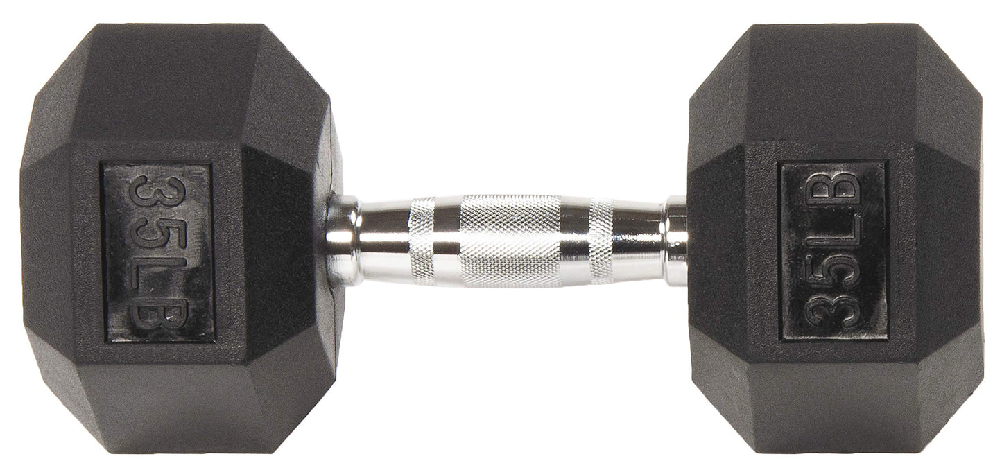 Fitvids 2nd Generation Rubber Coated Dumbbell Weight Chrome Grip Hand Weight, 35lbs, Pair