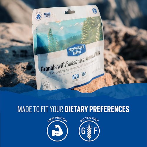Backpacker's Pantry Granola - Blueberries, Almonds & Milk - 1 Serving Pouch for Outdoor Adventures