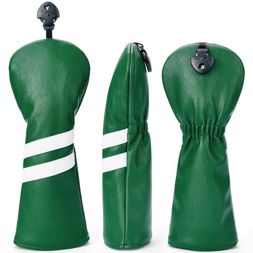 Gbourly Golf Club Classic Green Fairway Wood Head Cover PU Leather Headcover