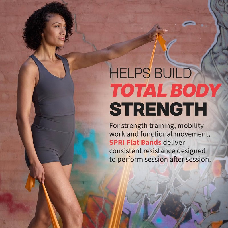 SPRI Flat Bands 3-Pack - Resistance Band Kit Set with 3 Levels of Resistance - Exercise Bands for Strength Training, Flexibility, & Body Workout - Versatile Fitness Tool - Light, Medium, and Heavy