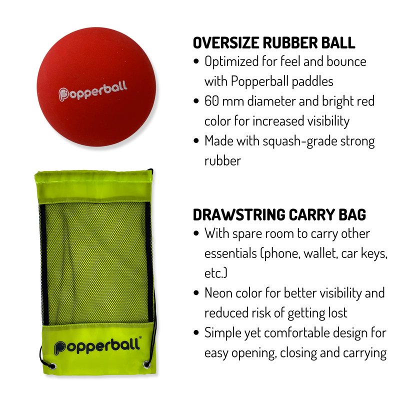 Paddleball Set by Popperball - Premium Beach Paddle Ball Set with 2 Paddles, 2 Balls & 1 Carry Bag