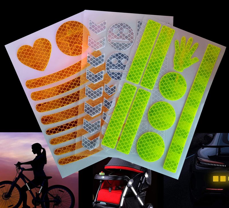 HUAXI 47 pcs Reflective Stickers for Helmet Bicycle, Bike reflectors, Reflective Stickers for Hard Surfaces Motorcycle, Helmets, Bicycles, Strollers, Wheelchairs (3 Pack, 6.7 x 4.1 Inches)