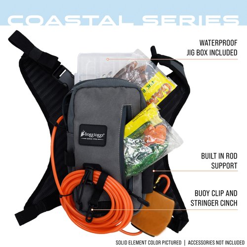 FROGG TOGGS Hightide Fishing Chest Pack, Easy Hands-Free tackle storage bag with built-in Rod Support