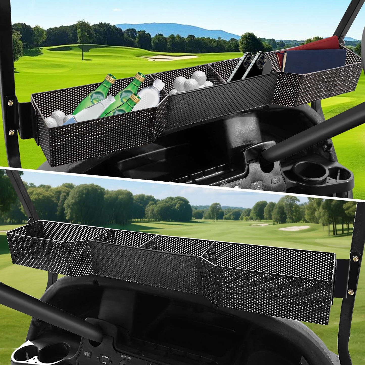 AIPSET Tempo/Onward Golf Cart Front Basket, Front Inner Dash Tray Storage Organizer Compatible with Club Car 2017 and Newer Onward & Tempo, Sturdy One-piece Design & Water Resistance
