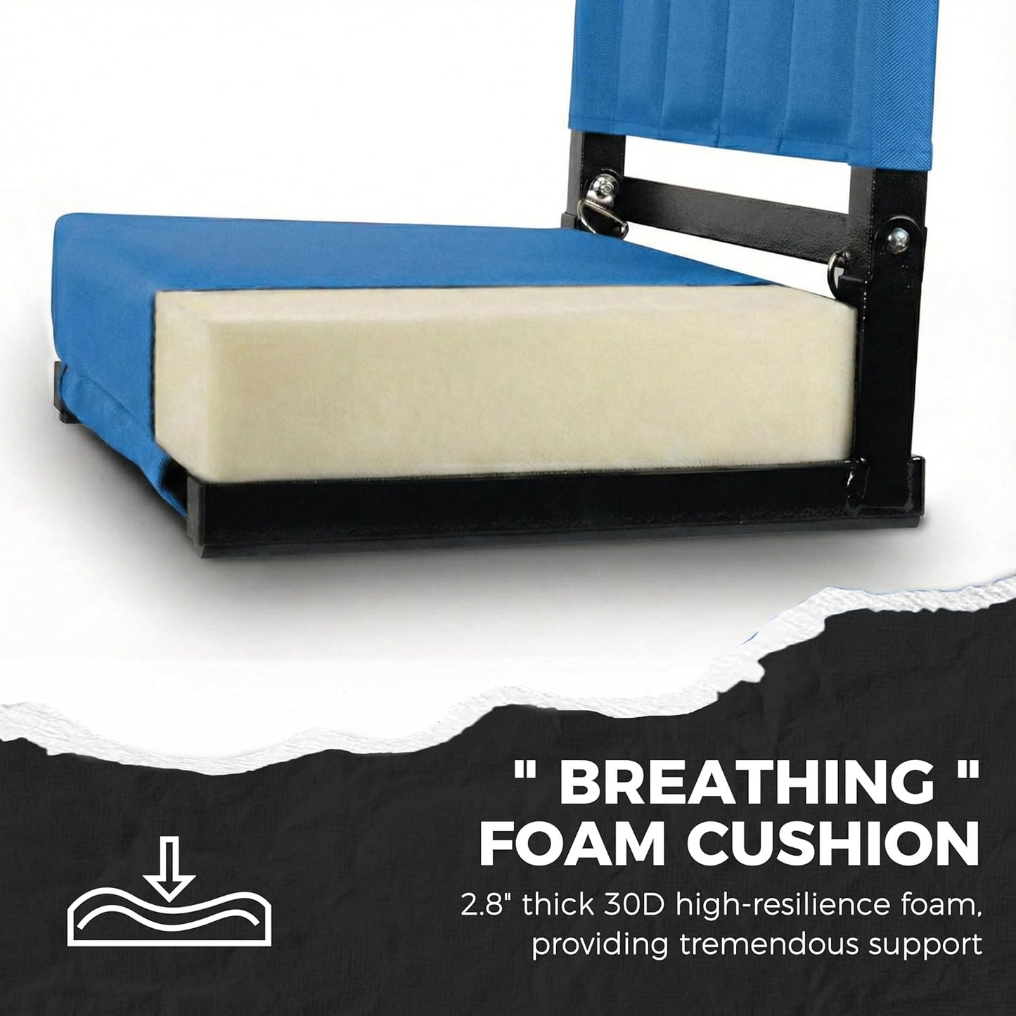 Sport Beats Stadium Seats - Comfortable Bleacher Chairs with Back Support & Thick Padding | Includes Shoulder Strap