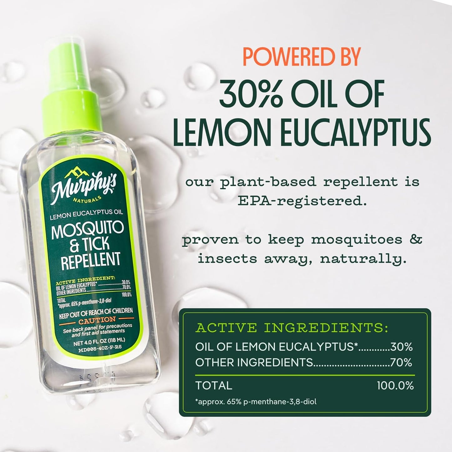 Murphy’s Naturals Mosquito & Tick Repellent - Plant-Based Outdoor Spray Kit | 3-Pack (1x4oz + 2x2oz)