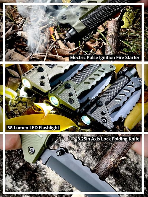 Kaito Voyager Survivor 3” Survival Knife - Waterproof Handle & Multi-Tool Design for Camping & Emergencies (Green)