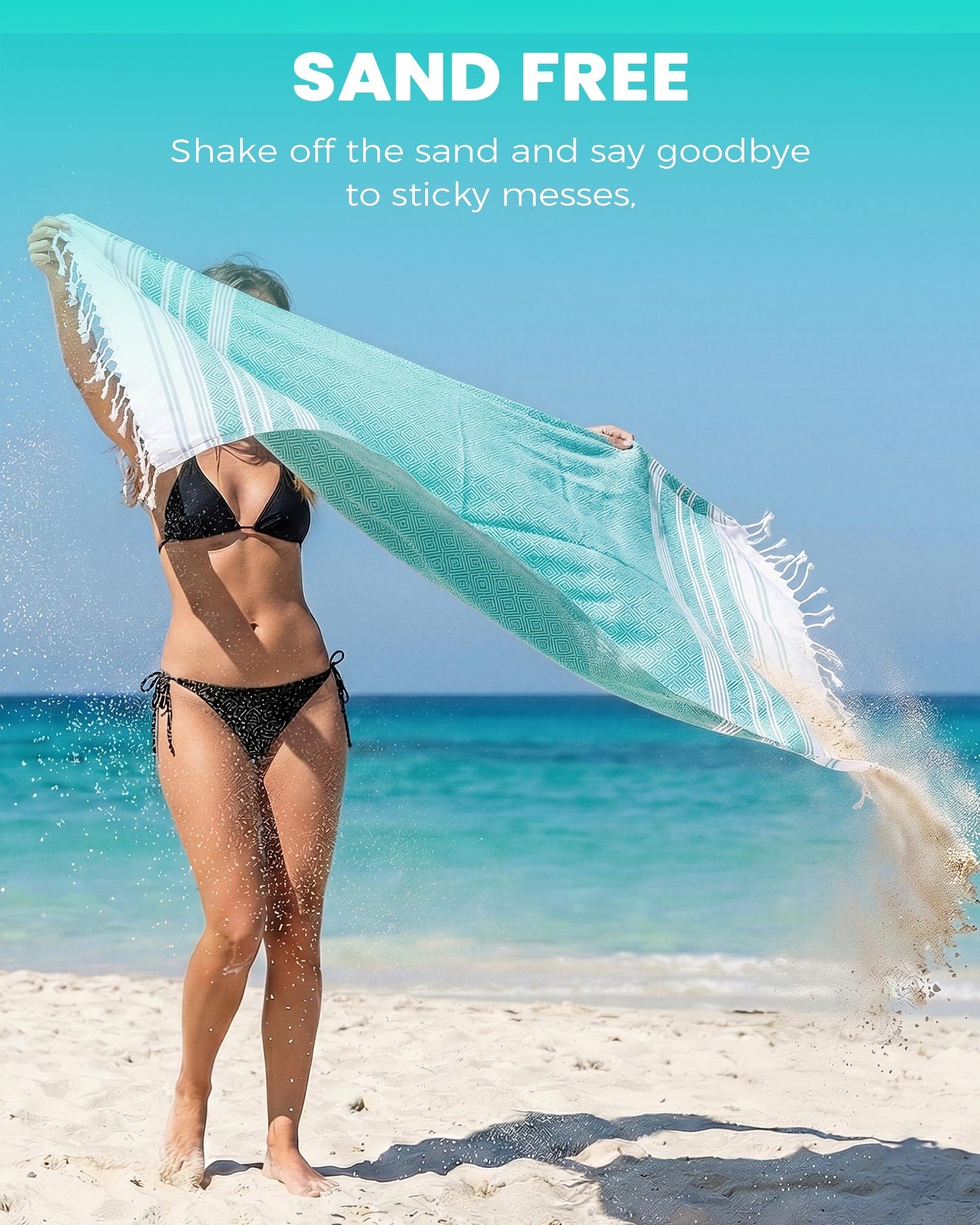 2 Pack Turkish Beach Towels Vacation Essentials Quick Dry Absorbent Adult Oversized Bath Pool Swim Long Towel Lightweight Thin Fast Drying Over The Lounge Chair Towel Sand Repellent Anti Green