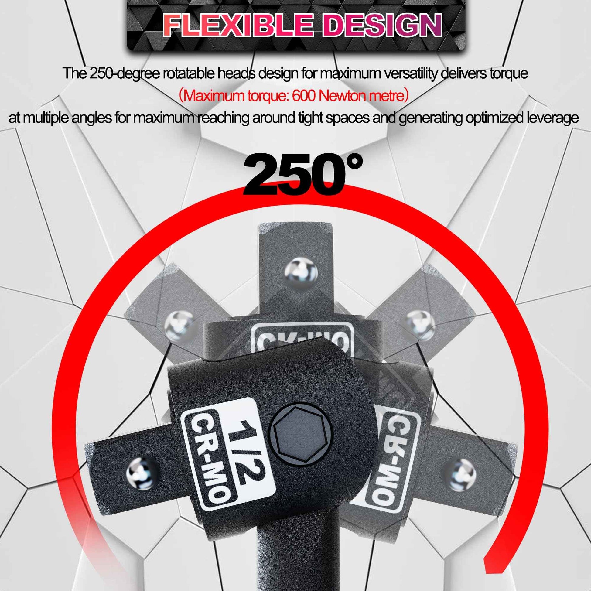 Aiourx 1/2'' Drive 17.5-Inch Breaker Bar, 250° Heavy Duty Head, Ball Lock Function, Chromium-Molybdenum Steel, Striking Laser Specifications, High Temperature Quenching Rod Body