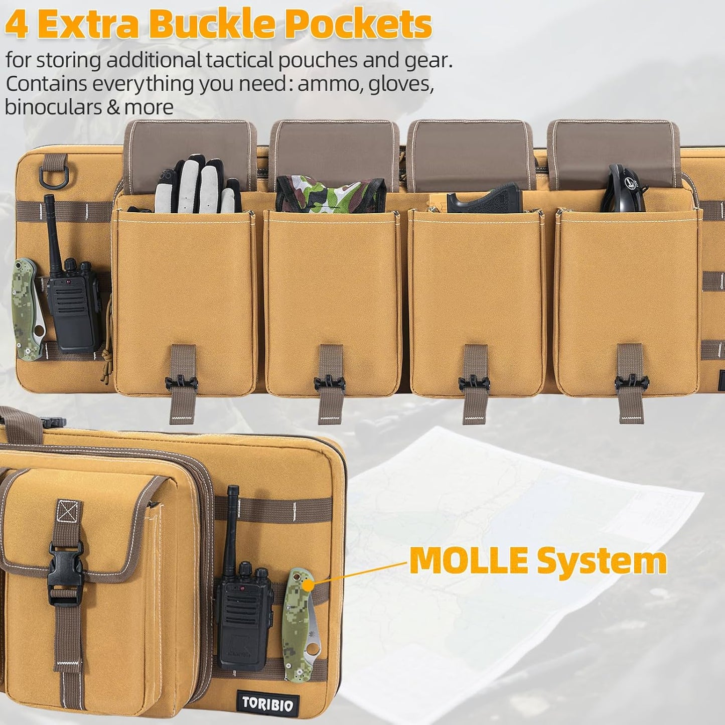TORIBIO Double Rifle Case - Tactical Soft Bag for Firearm Storage & Transport | Fits 32" to 55" Rifles