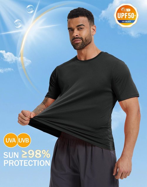 KINSWT Men's Athletic T-Shirts - Dry Fit UPF 50+ Cooling Short Sleeve Gym Tees | Quick Dry Running Tops