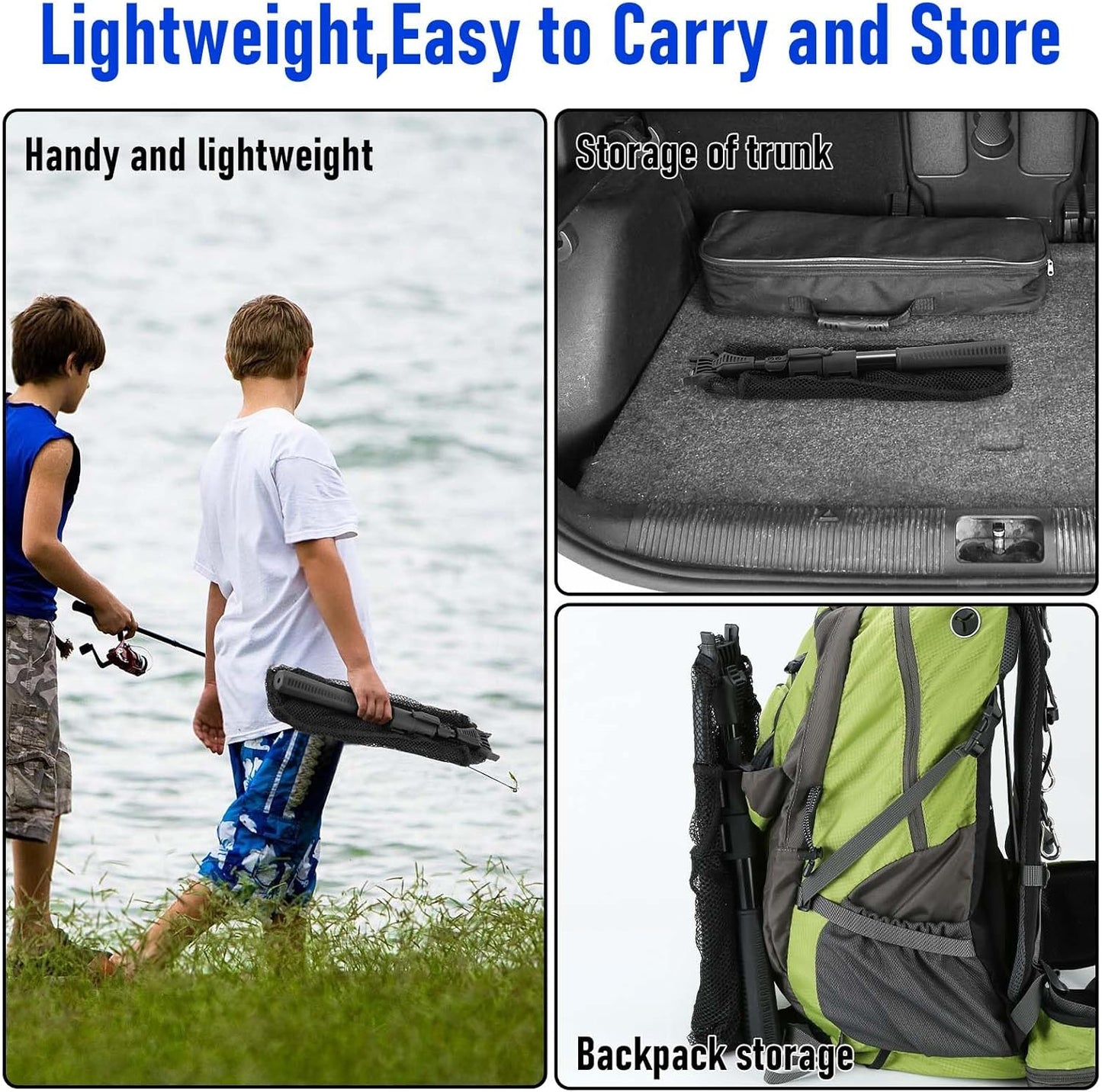 Skiennix Telescoping Fishing Net - Durable Folding Design for Easy Transport & Storage | Compact for Kids & Adults