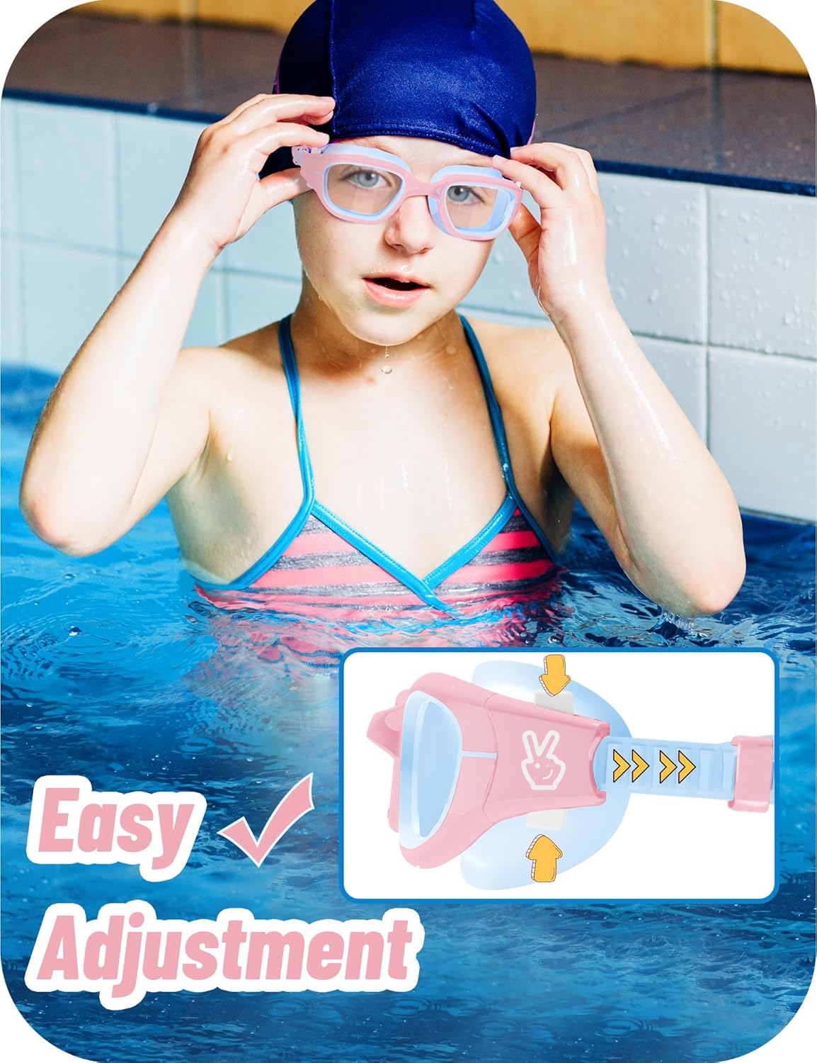 Vvinca Kids Swim Goggles - Anti-Fog, UV Protection, No Leak Design | Perfect for Ages 3-14